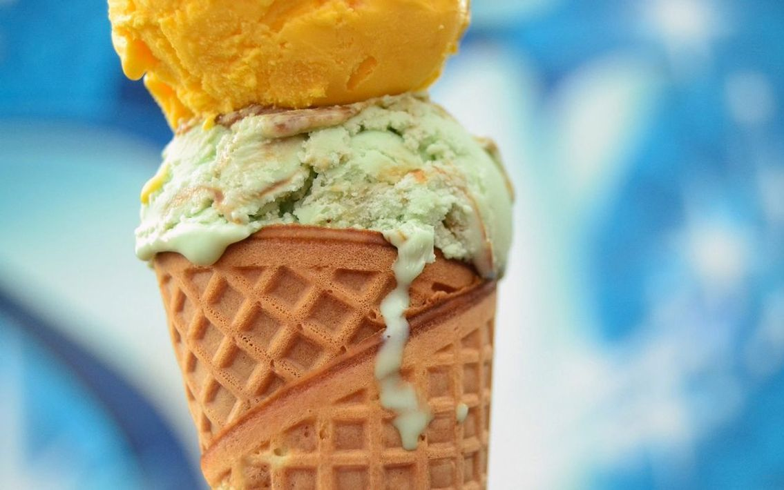 A sweet salted caramel sundae on a plate